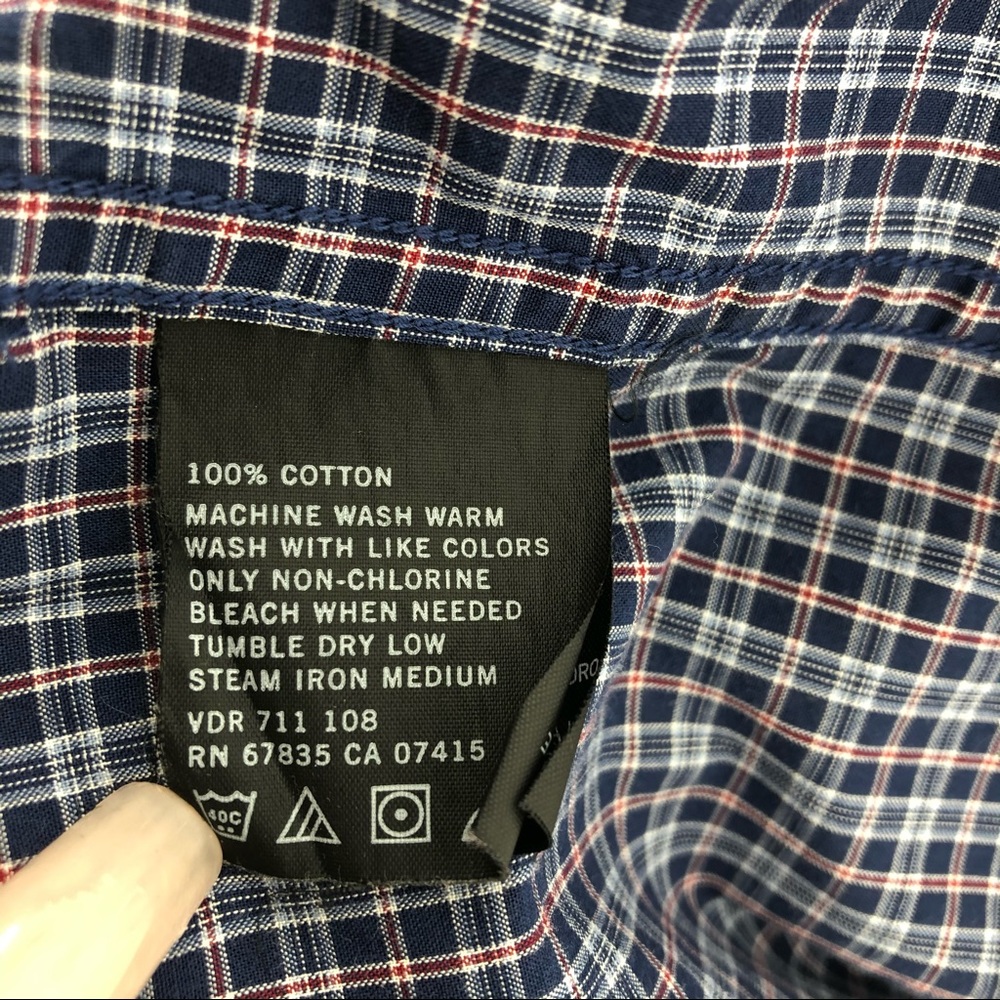 Nautica Blue & Red Short Sleeve Button Down Shirt - Picture 5 of 6